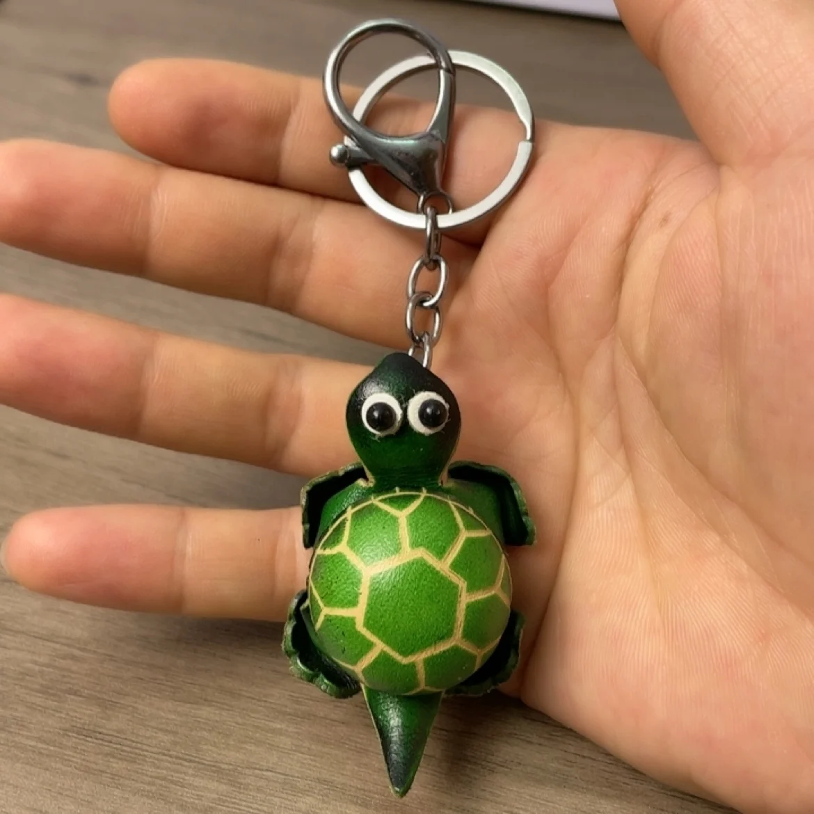 First layer cowhide mini turtle keychain couple pendant backpack accessories children's animal toys creative gifts