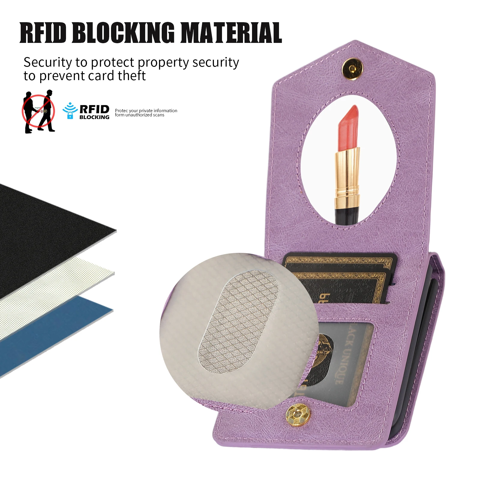 RFID Crossbody Leather Cards Solt Case For Samsung Galaxy Z Flip 5 4 5G Flip4 Flip3 Wallet Card Holder Purse Lanyard Strap Cover