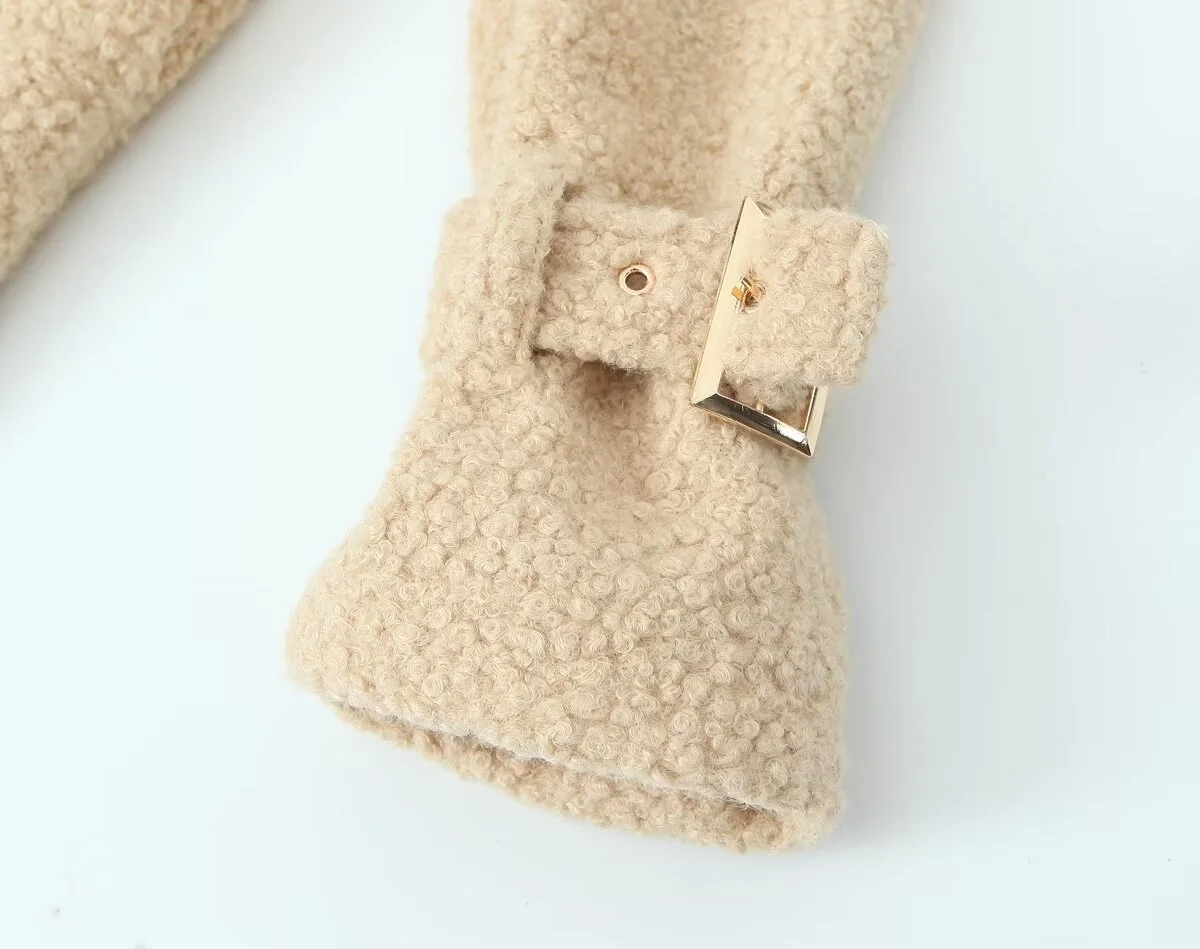 HH nueva mujer moda de invierno Color sólido manga larga doble botonadura cinturón decoración abrigo largo mujer Casual desplazamientos abrigo largo