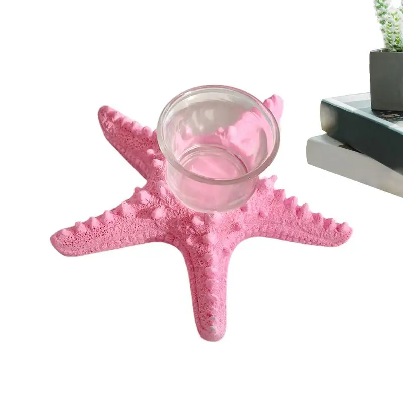 Starfish Tealight Holder Resin Wishing Candle Holder Decorative Tabletop Sea Star Statue Creative Beach Candle Holder For Holida