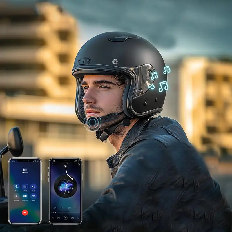 Helmets Wireless Headset Motorbike Helmets Speaker Wireless Ultra-Thin Moto Headphones V5.3 Intercom Speakers Noise Cancellation