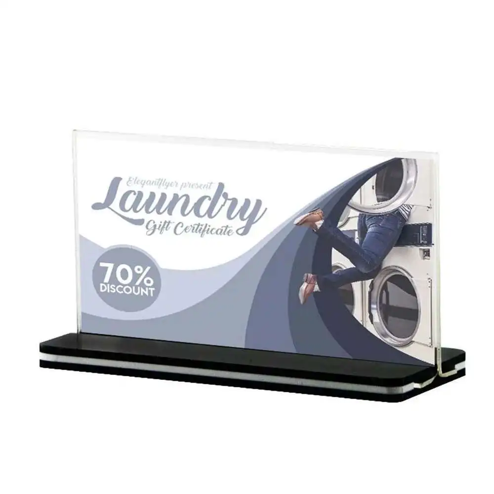 2Pcs/lot Acrylic Menu Cover Countertop Desk Sign Holder Frame Label Holder Paper Menu Poster Photo Price Tag Display Stand Rack