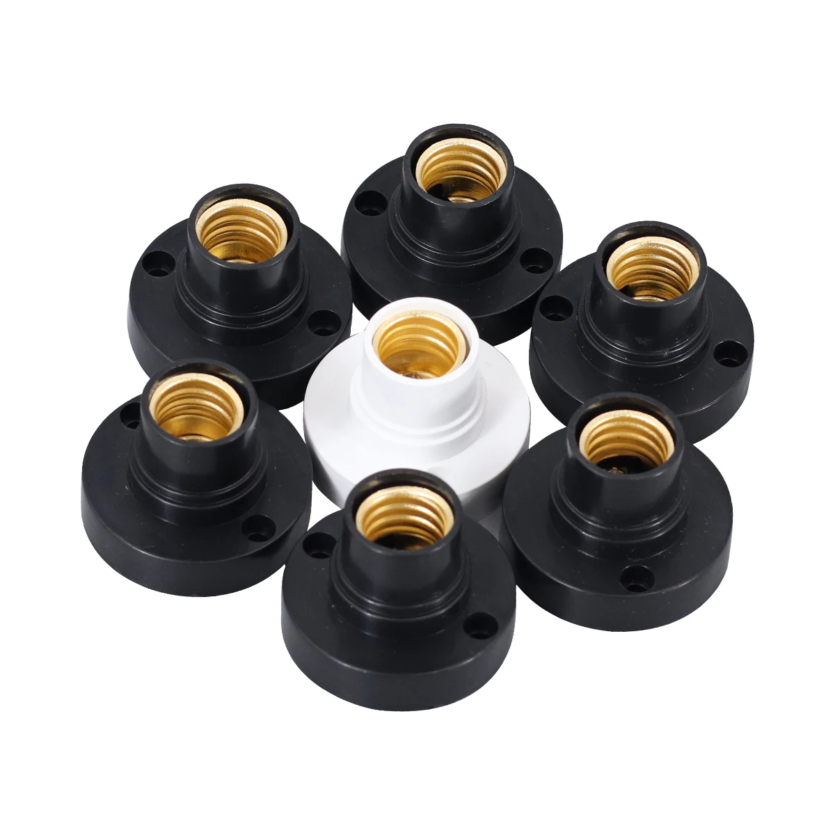 10Pcs Lamp Screw Base E14 Round Plastic Light Bulb Lamp Socket, Light Bulb Screw Base Holder,Screw Socket Holder Adapter (Black)