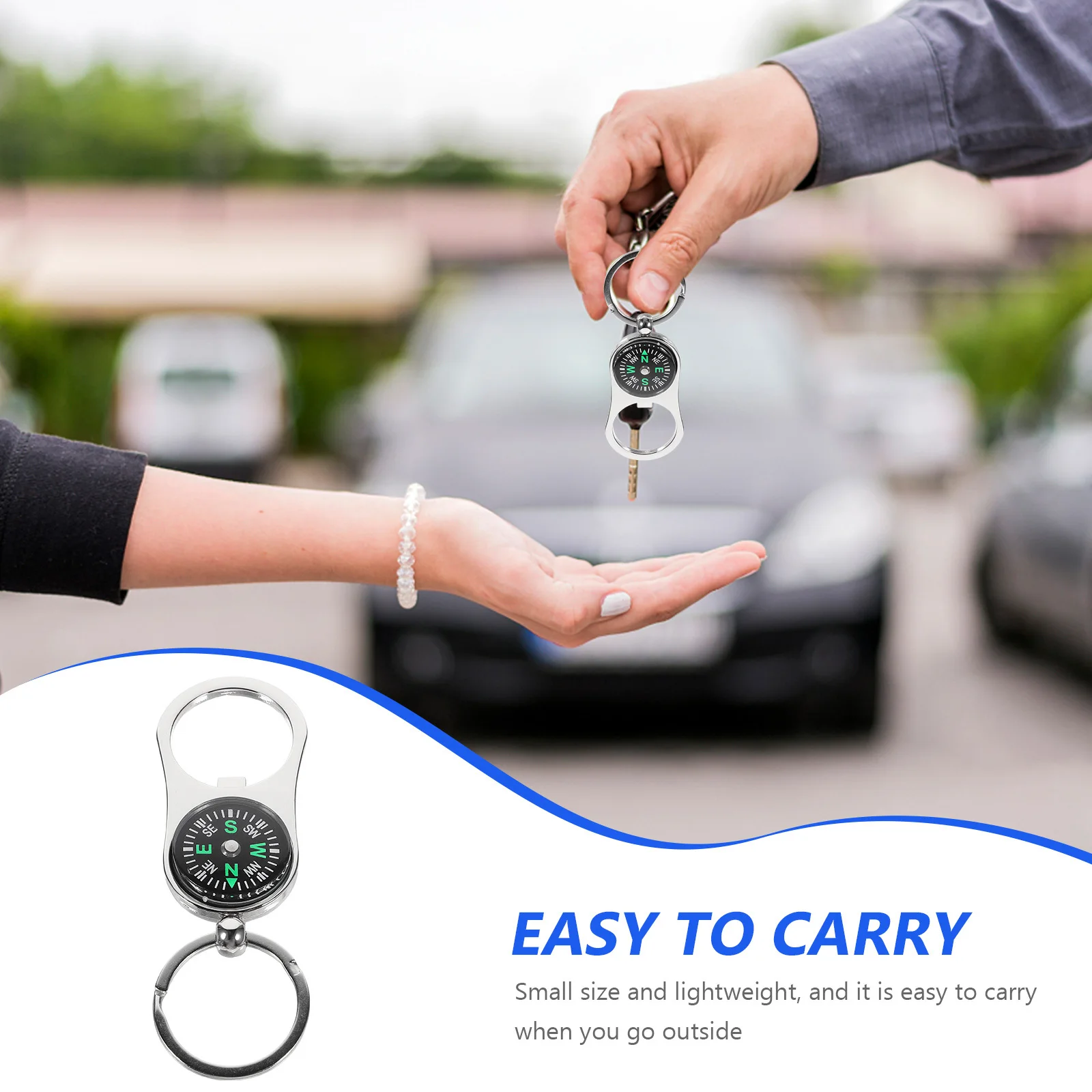 

3Pcs Compass Key Pendant Metal Keyring Functional Charm for Keys Bags Cars Outdoor Use Fashionable Scratch Resistant Lightweight