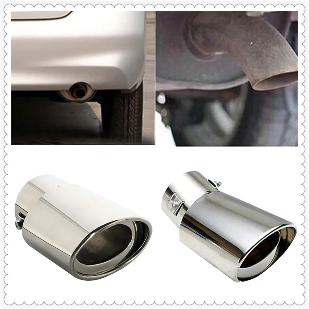 Universal Car Exhaust Muffler Tip Round Stainless Steel for Fiat Tipo Qubo Panda Mobi 500X Argo 500L 124 Croma Linea Ulysse