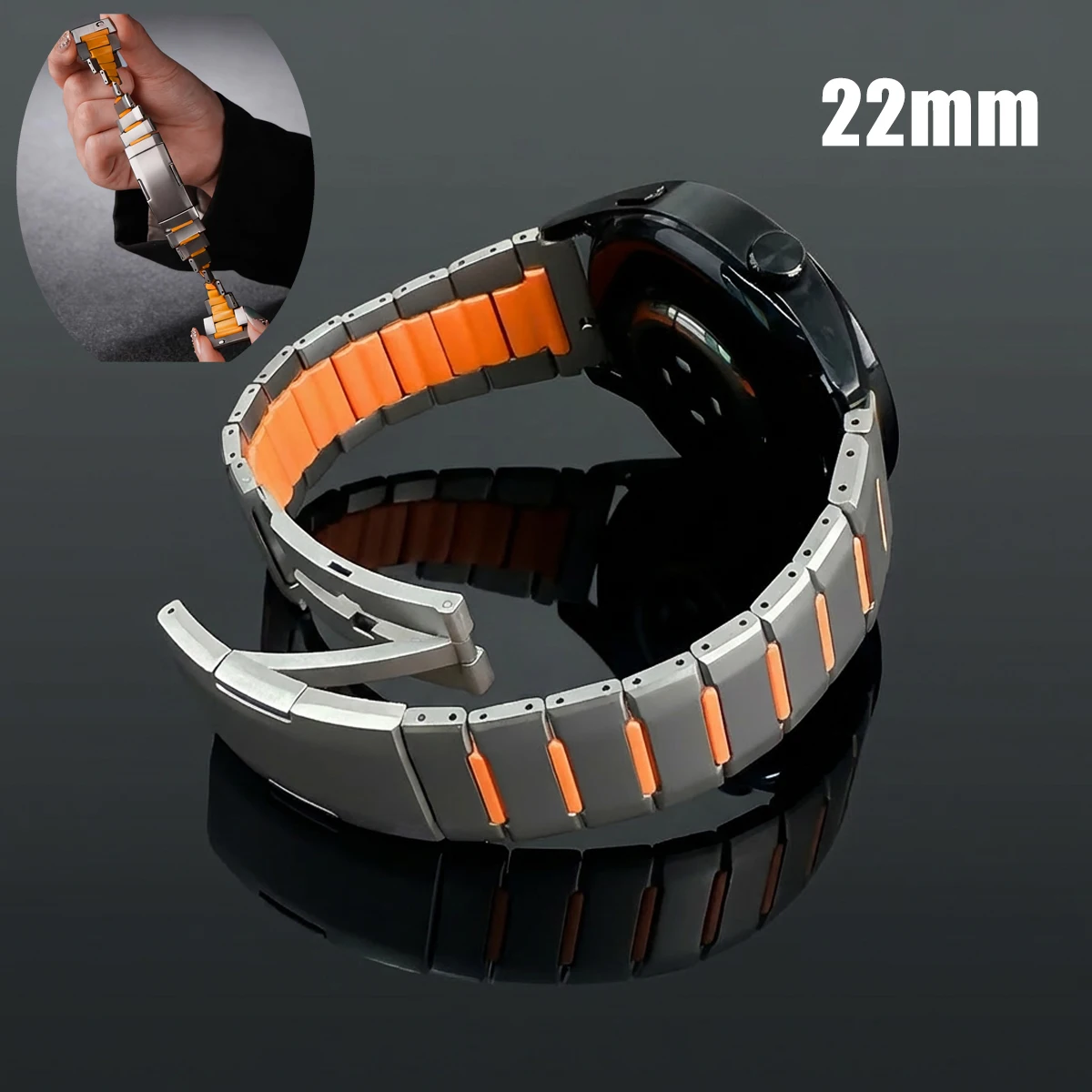 

Stainless Steel Band for Huawei Watch 5 4 GT 6 6 Pro GT5 4 3 46mm Ultimate Rubber Strap for Oneplus Watch 3 2 2R Bracelet 22mm