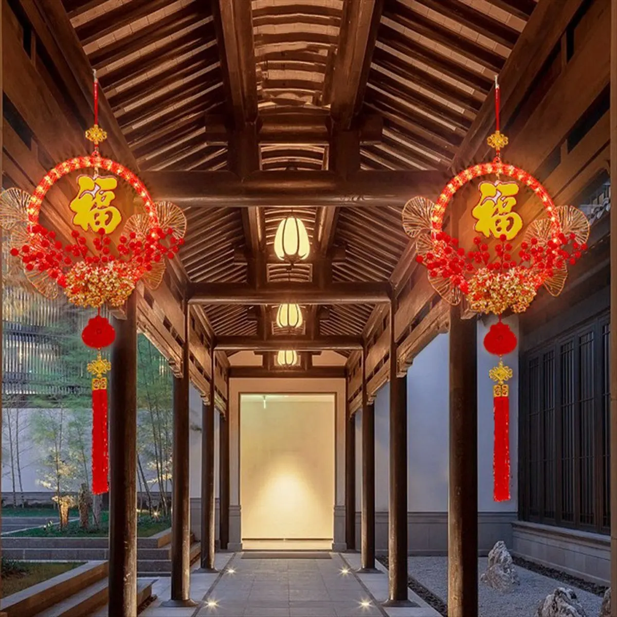 MYdaY- الصينية القمرية سعيدة السنة الجديدة متوهجة أضواء غامضة متوهجة إكليل مجموعة المواد أضواء ملونة المحيطة قطع معلقة، S B #6