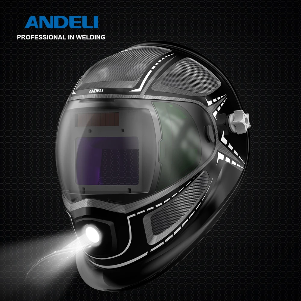 Imagem -05 - Andeli-solar Powered Welding Mask Auto Escurecimento Capacete Grande Visualização True Color Moagem Soldador Tig Mig Arc