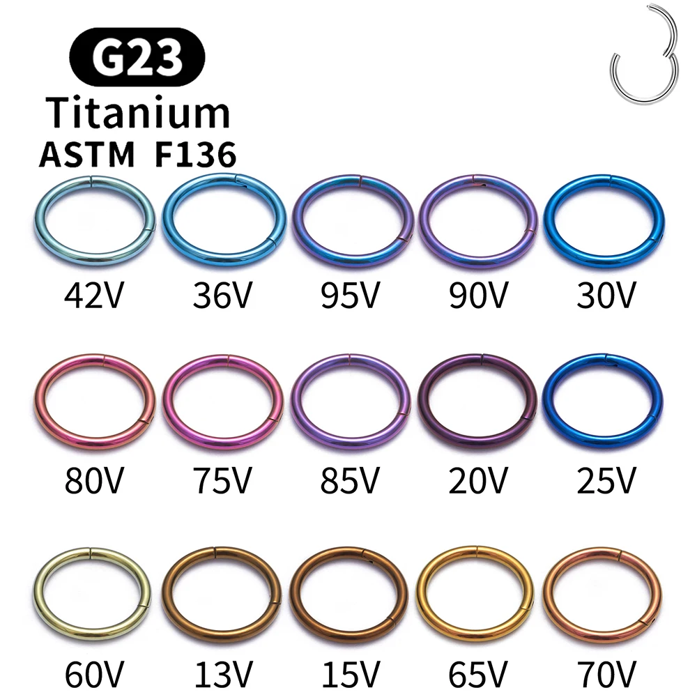 G23 Titanium Round Nose Ring Anodizing 16/18/20G Septum Clicker Ring Tragus Cartilage Helix Piercing Earrings Hoops Body Jewelry
