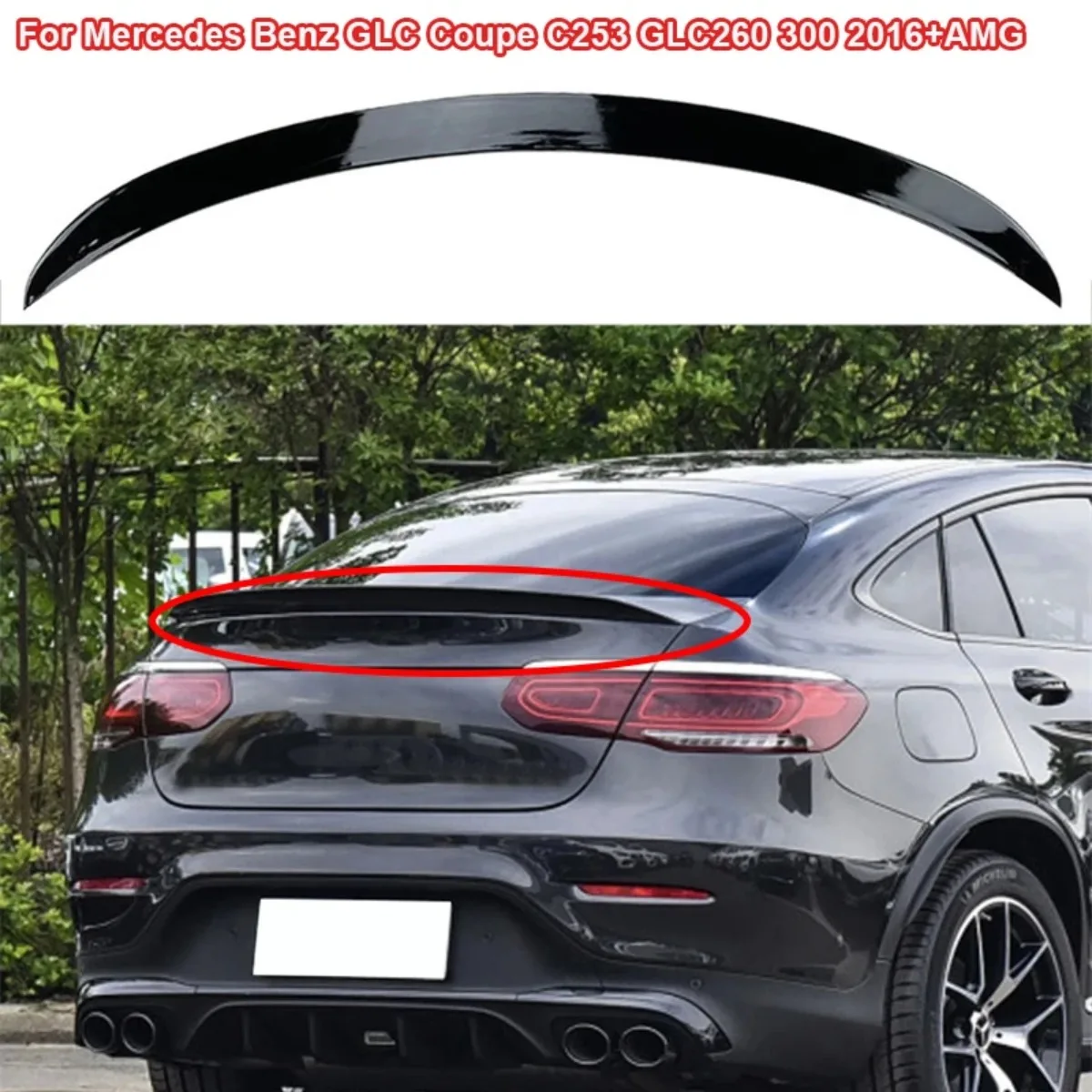 Glänzend Schwarz Auto Hinten Stamm Dach Spoiler Flügel Für Mercedes-Benz GLC X253 GLC200 GLC43 GLC63 AMG 2016-2022 schwanz Heckklappe Spoiler
