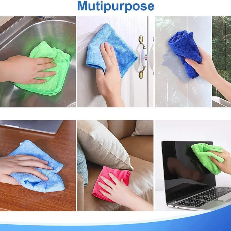 2-20PCS Microfiber Cleaning Cloths Soft Absorbent Towel for Cleaning Kitchen Window Reusable Wash Dishcloth Household Clean Rags