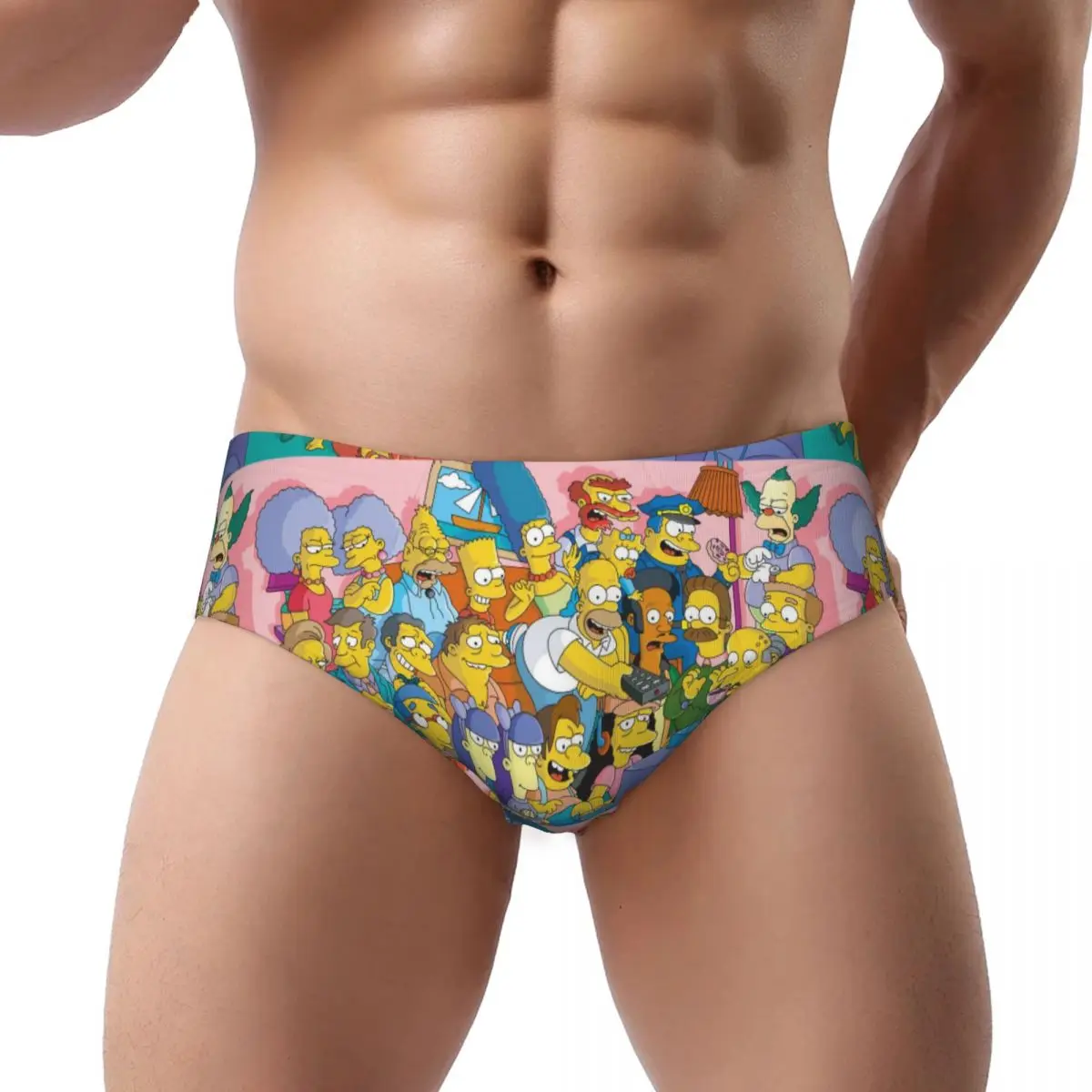 Custom Men\'s The Simpsons Tv Series Wallpaper Underpants Breathable Briefs Underwear