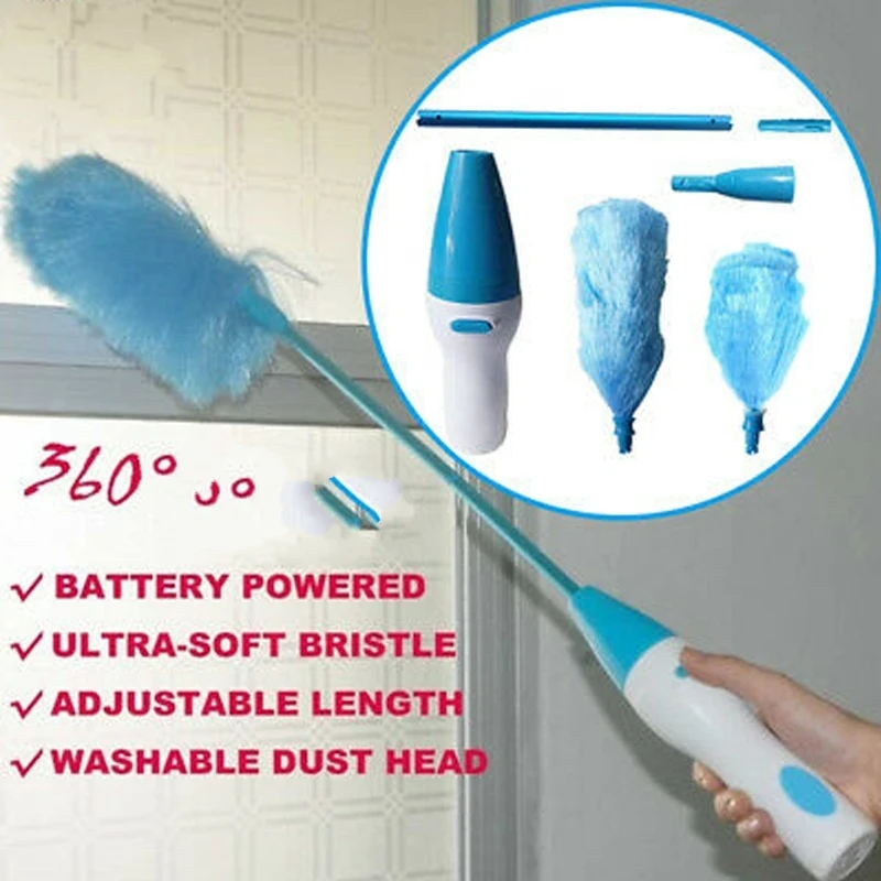 Electric Spin Feather Duster Brush Adjustable 360° Revolve Dust Cleaner Cleaning Brush Household Cleaning Tools Accessories Sets