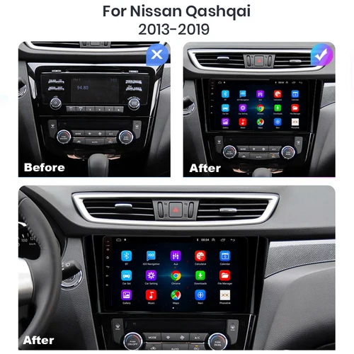 Imagen 2 del producto Android 16 para Nissan x-trail Qashqai 2 J1T32 Qashqai J10 J11 2014 2015 2016 2017 2018 2019 GPS CARPLAY radio de coche lente Dual