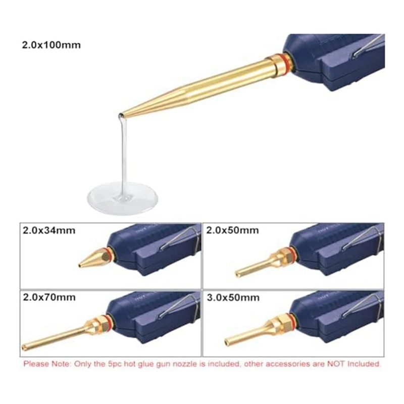 5 Pieces Glue Guncopper Nozzle Tips With O-Ring Thread Interchangeable Nozzle Set For Hot Meltingglue