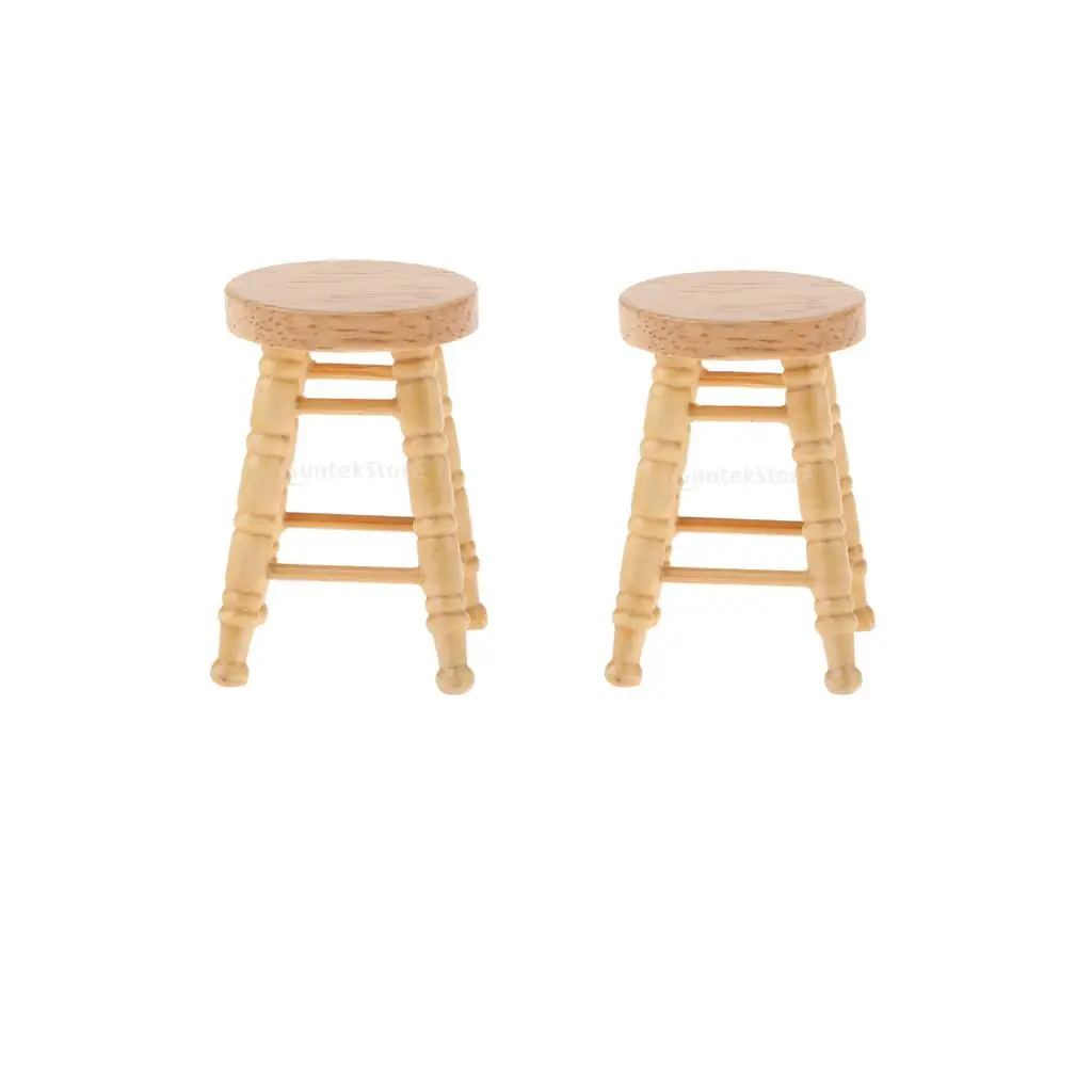 Dollhouse Miniatures Wooden Round Stool 1 12 Scale Furniture Accessory Toy for Miniature House Decoration
