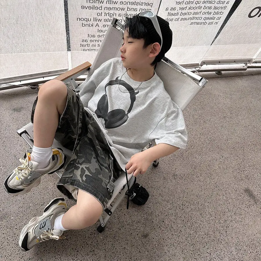 

Boys' Streetwear T-Shirt 2025 Summer Casual Pure Cotton Short Sleeve Edgy Design Kids Clothing Trendy Eye Catching Tops