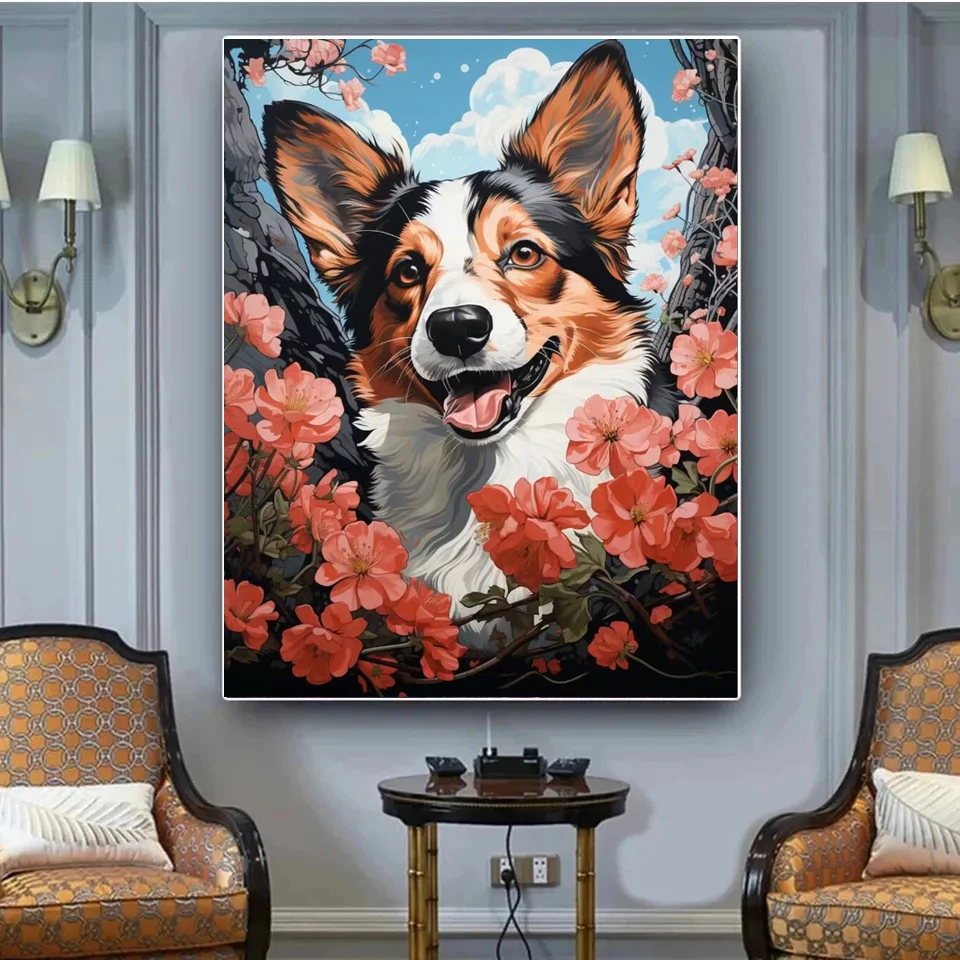 Diamond Painting Dog Full Square Drill 5D DIY Diamond Embroidery Animals Mosaic Sale Rhinestone Art Home Decor image 3