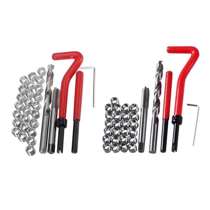 

30Pcs Car Engine Block Restoring Damaged Thread Repair Tool M8 Thread & 30Pcs M6 Tap Wrench Cutter Repair Kit Red Thread