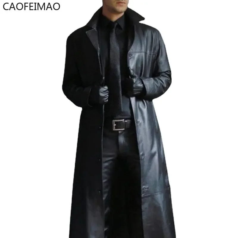 

Ветровка. Men Luxury Fashion Medieval Steampunk Gothic Long Leather Jackets Vintage Winter Outerwear Faux Leather Trench Coat