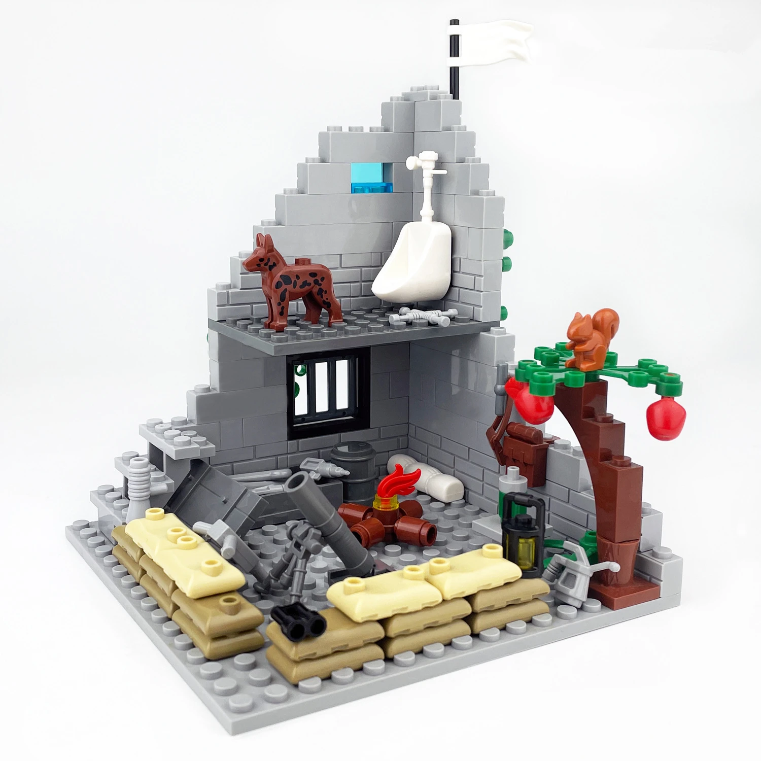 第二次世界大戦 WW2 陸軍 軍隊 兵士 ベルリン 街頭戦争 遺跡 シーン MOC 組み立て ブロック おもちゃ 子供向け