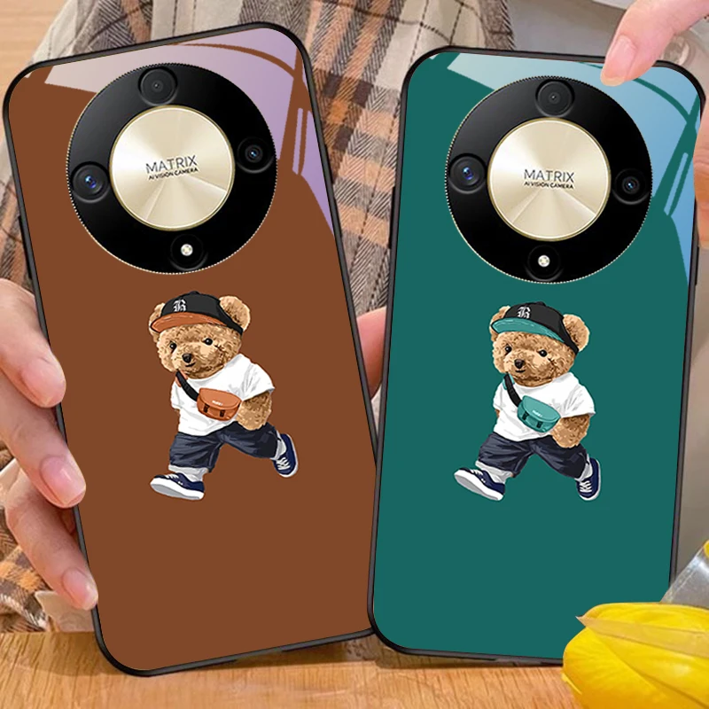 

Backpack Bear White For Honor Magic 6 50 70 90 Lite X7b 200 Pro Nova 10 Nova 5T X6 P30 Pura 70 Ultra Tempered Glass Phone Case
