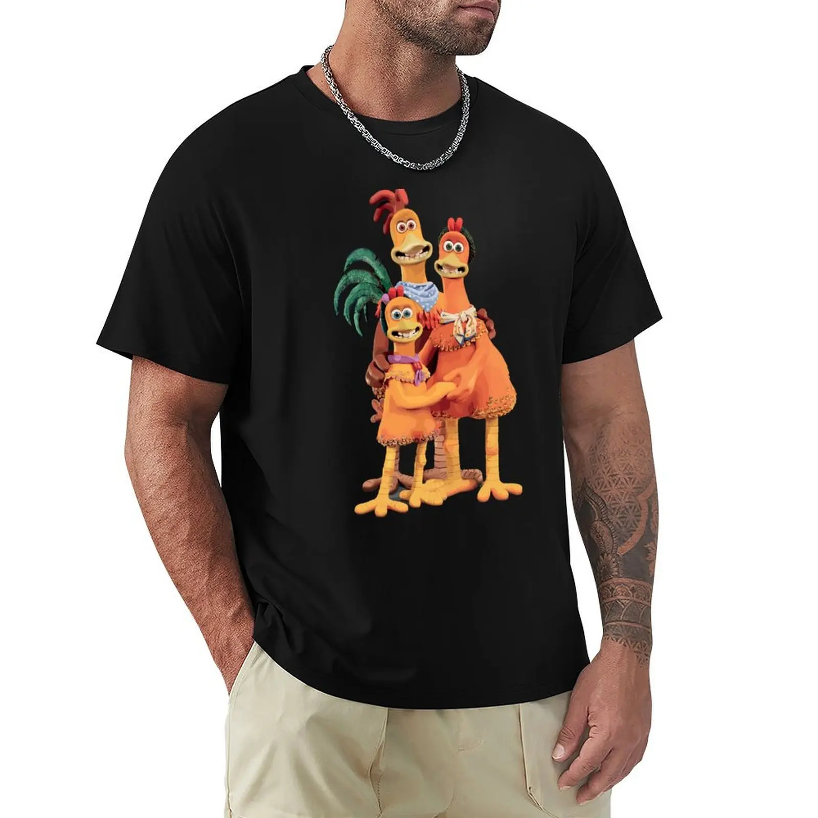 Chicken Run T-Shirt Basic Breathable Solid Color T-Shirt