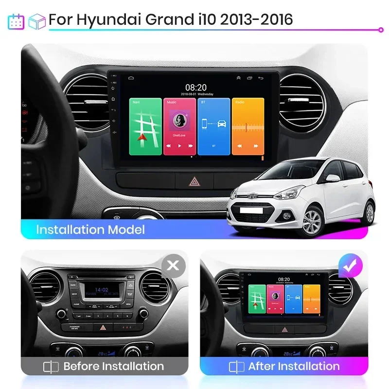 

8GB+128GB Carplay Radio For Hyundai Grand I10 2013-2016 Car stereo Multimedia Player Android Auto GPS navigation 2DIN DSP EQ