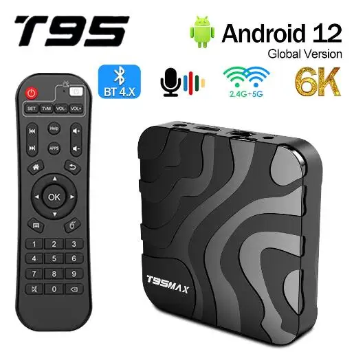 T95 MAX Android 12 OS Smart TV Box Allwinner H618 2.4G 5G Dual Wifi 6K BT4.0 H.265 64G Set Top Box 4GB/64GB Media Player