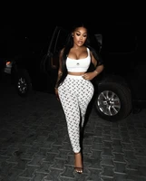 STYLISH LADY Moon Printed Sports 2 Piece Set Women Sleeveless Crop Top and Skinny Pant Suits 2025 Summer Street Fitness Outfits 4