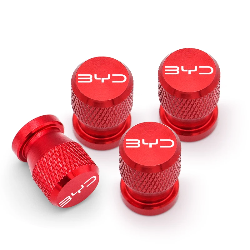 

4pcs Aluminum Car Wheel Tire Valve Cap Covers For BYD ATTO 3 Dolphin Seal Seagull Tang Yuan Song plus 2022-2024 Car Accessories