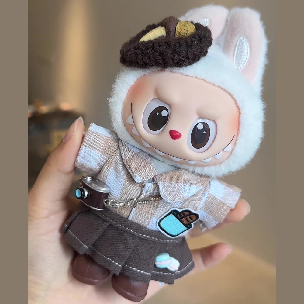 

Mini Doll Clothes Outfit Accessories for 15-17cm Ropa Labubu 10cm Cotton Doll Leisure Shirt Dress Set Trip Style Set Clothing