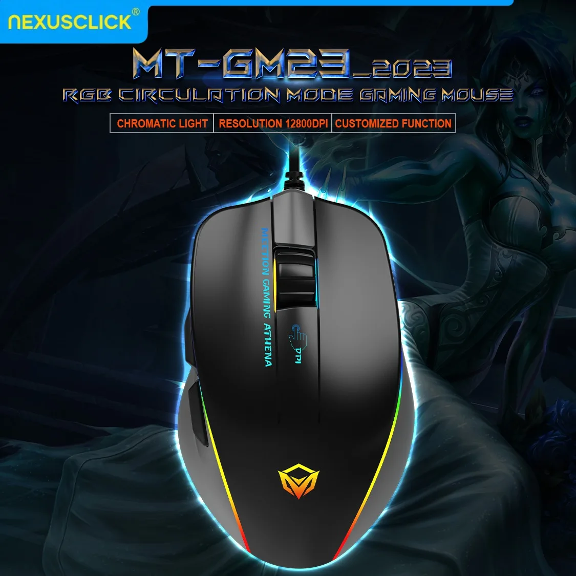 

NexusClick Wired Gaming Mouse,RGB Backlit,12800DPI,6 Programmable Buttons,Ergonomic Grip,High Precision for PC Gamers FPS MMORPG