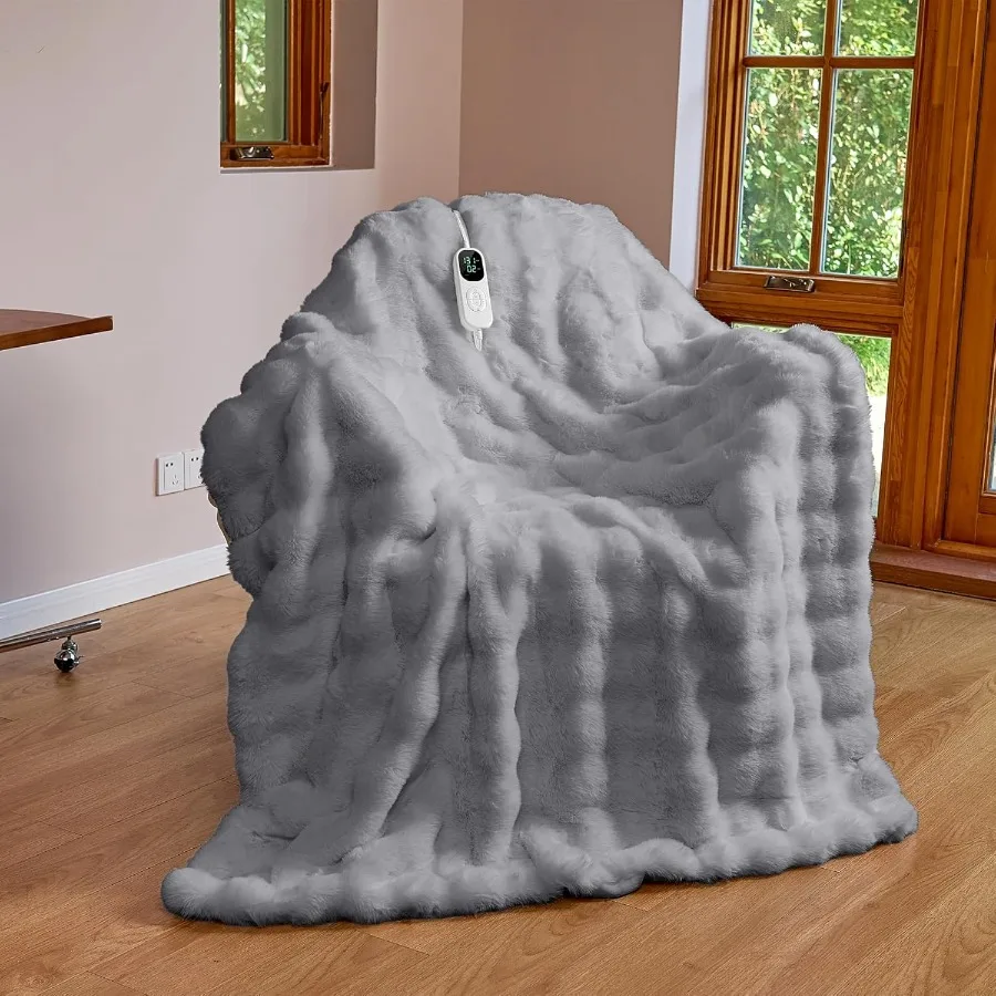 

Одеяло с электрическим подогревом 50 x 60 дюймов, роскошные одеяла с подогревом из искусственного кроличьего меха, быстрый нагрев с 1/2/4/6/8/10 часов Overh