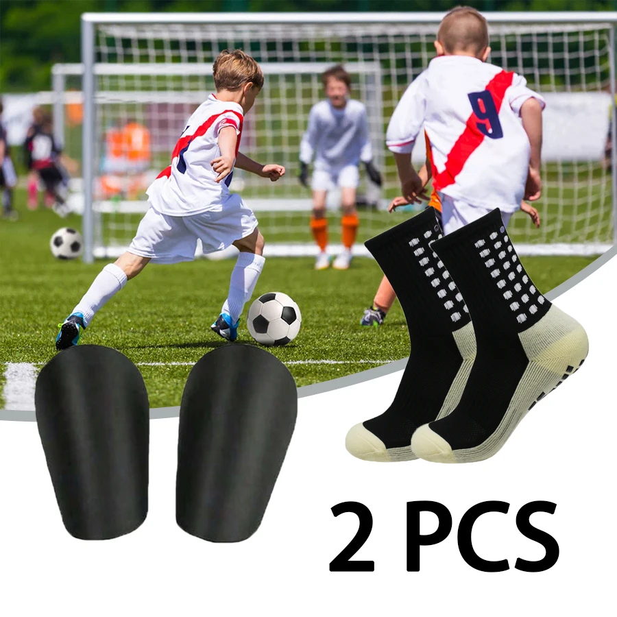 

2PCS Football Accessories Shin Guard Mini Shin Pads Teenagers Outdoor Sports Grip Socks Basketball Socks Non-slip Soccer Socks