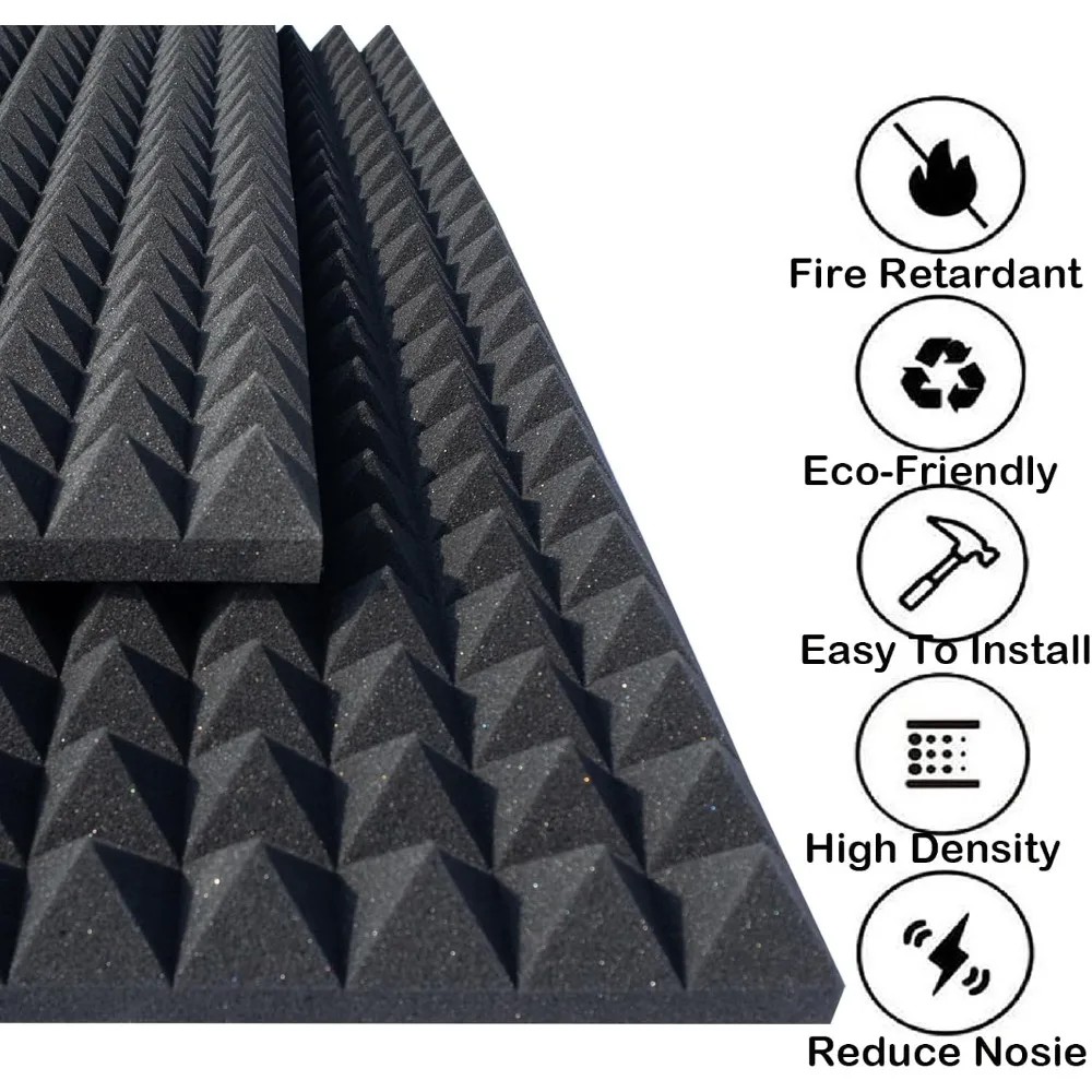 4 Pack High-Density Fire-Resistant Soundproof Panels, 48x24x2 Inch, for Home and Studio Noise Reduction