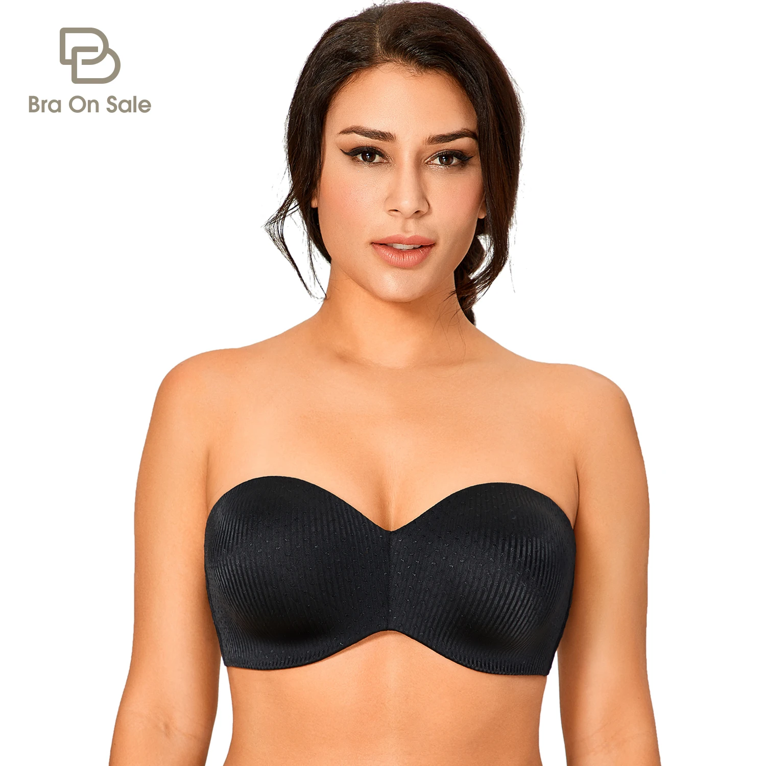 

Women's Plus Size Minimizer Strapless Bra Underwire Unlined Smooth Jacquard Multiway