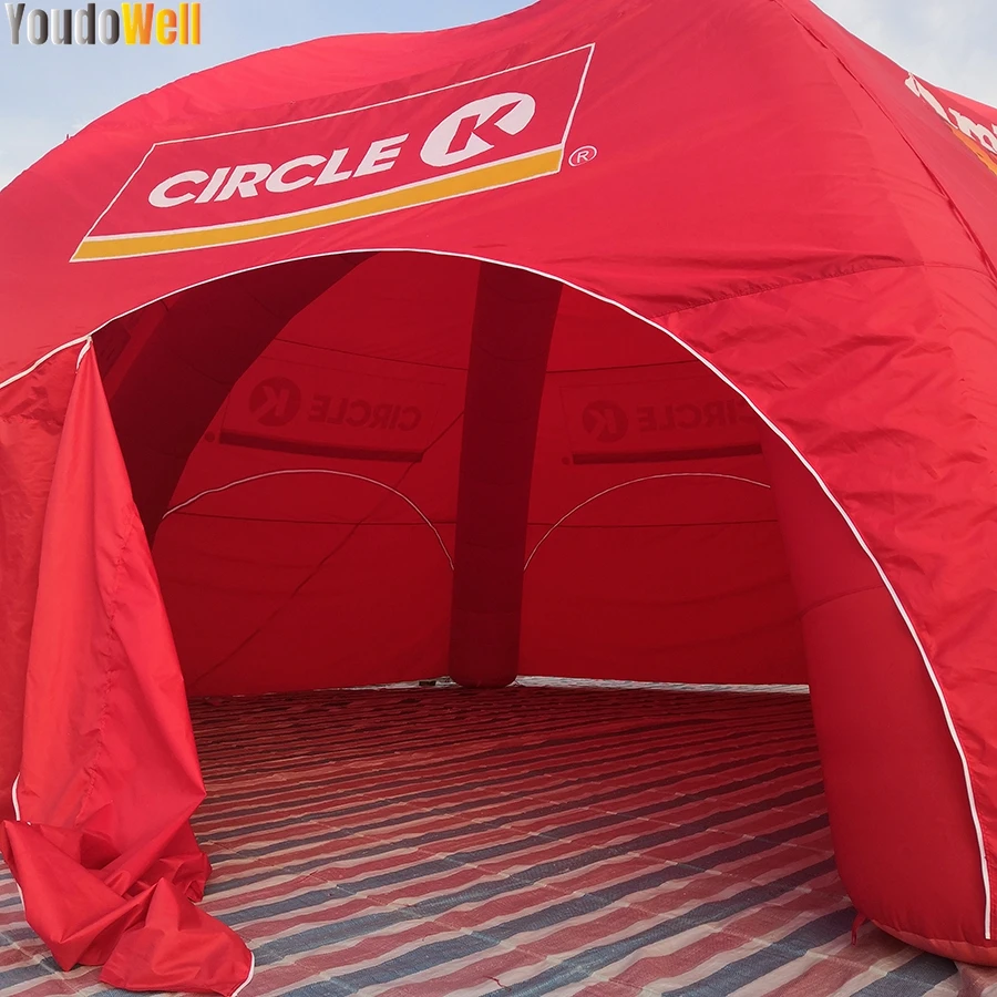 Carpa de araña inflable roja personalizable, 10 metros de diámetro, 6 patas, cubierta completa para exposiciones de eventos y publicidad comercial