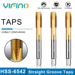 YIFINO HSS-6542 Cobalt Containing Tip Taps Stainless Steel Special Titanium Plated Tapping Bit m3m4m5m6m8m10m20m34