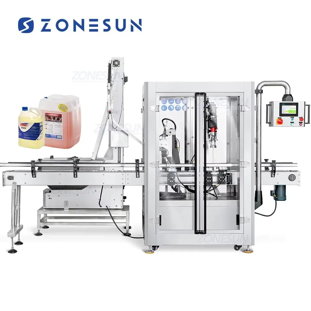ZONESUN ZS-XG441F Jerry Can F-Style Gallon Bottle Twist Off Cap Screw Single Head Capping Machine Big Jars With Cap