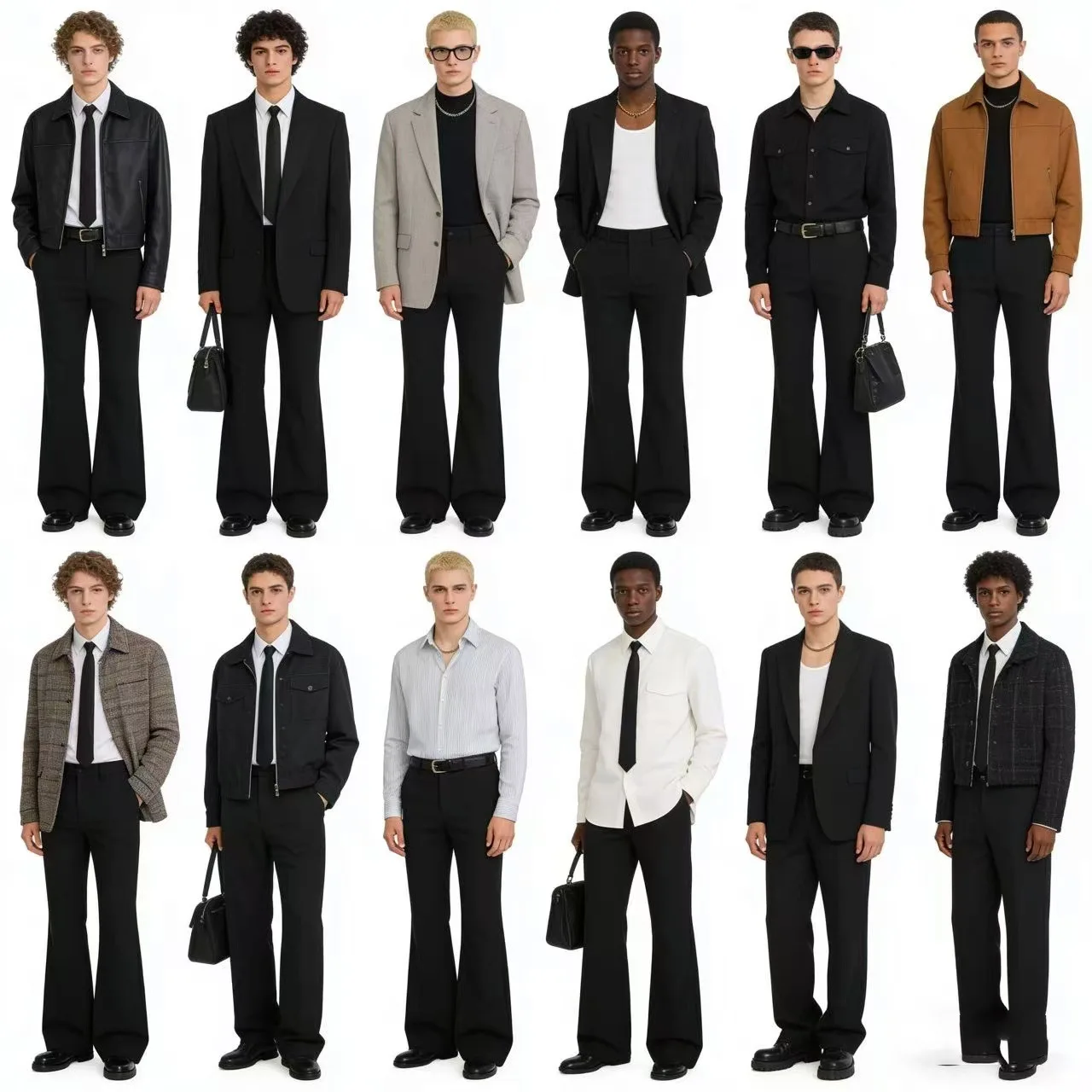 Suit Pants Men Straight Pants Suits Ankle Length Trousers Spliced Zipper Fly Loose Fit professional High Waist Summer 2026