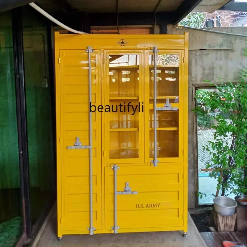 

A36 xzIndustrial wind container storage file tool display wrought iron