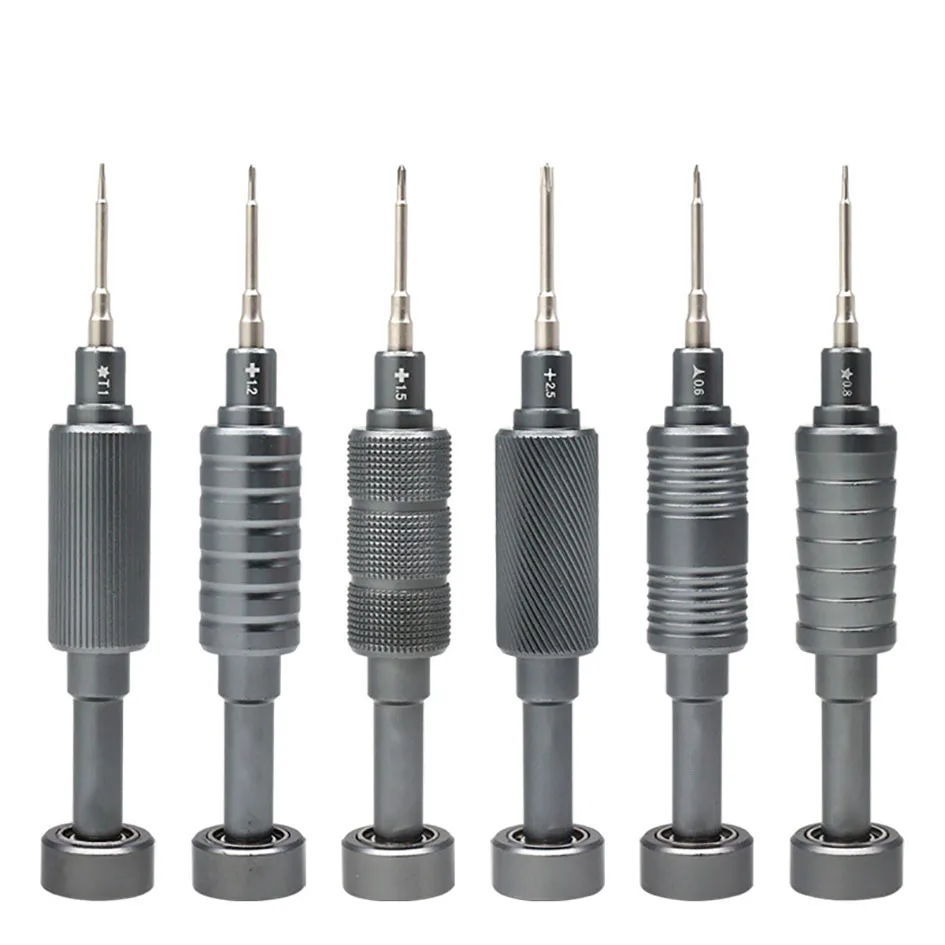 Grey Metal Screwdriver with Bearing Crucial for iPhone Huawei Repairs Fits 0.8 Pentalobe T1 T2 0.6Y PH00 PH000 Y000 1.2 1.5 +