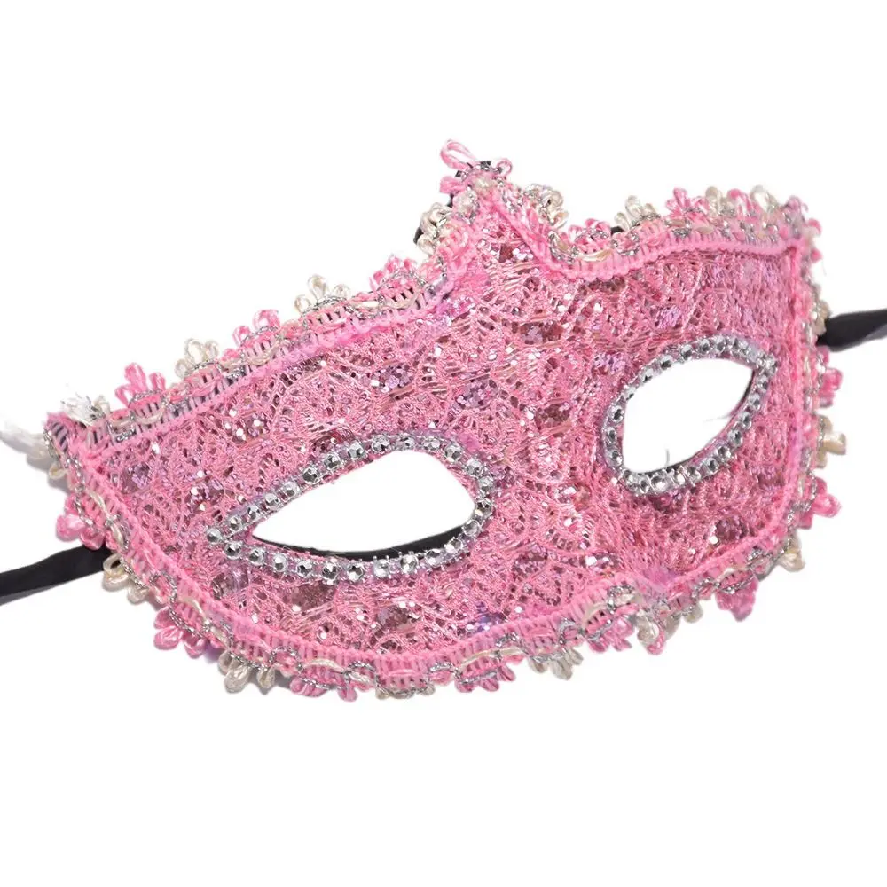 Fashion Exquisite Diamond Lace Venetian Mask For Women Girl Simple Half Face Princess Masquerade Adult Eye Mask Birthday