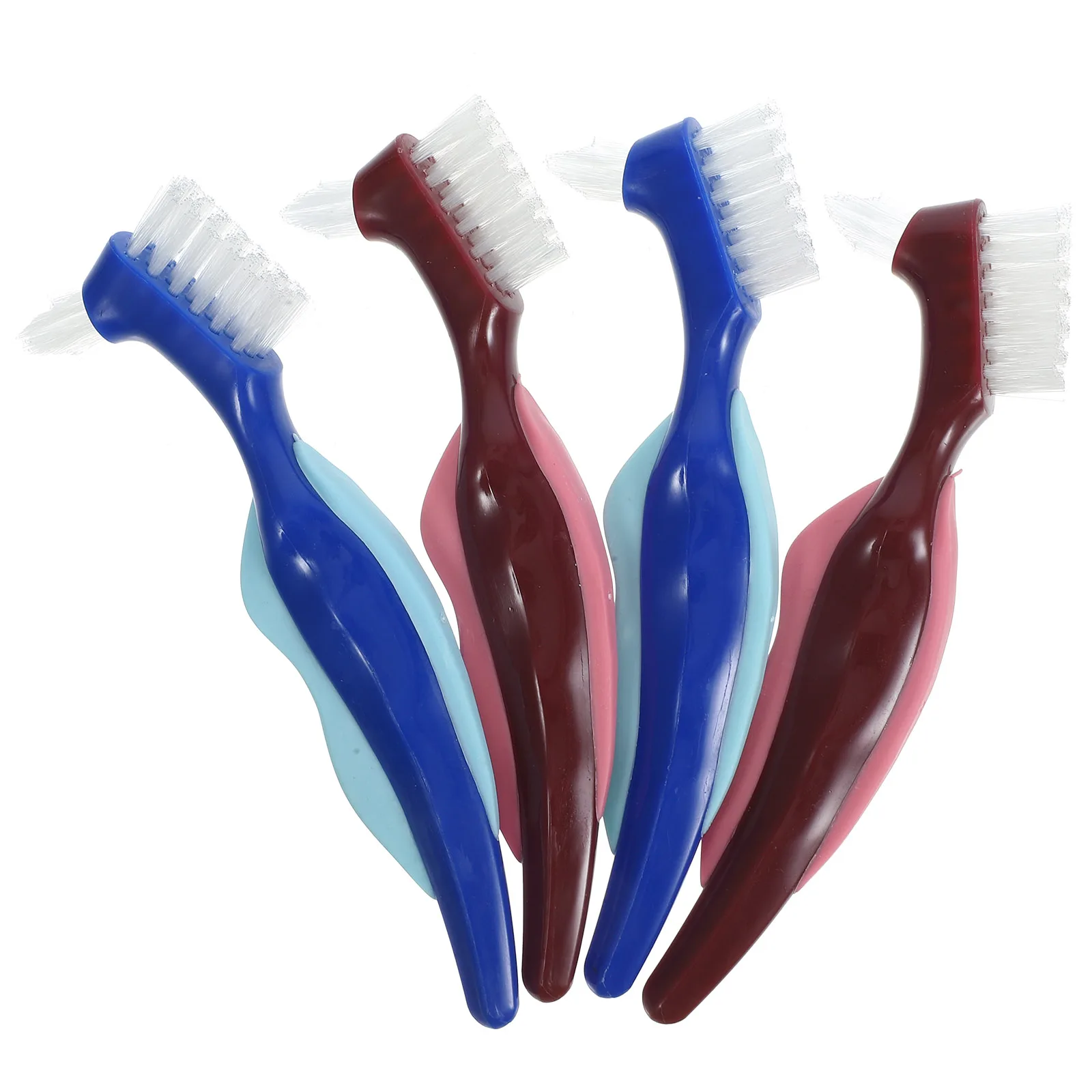 

4Pcs Double Sided Denture Brush for Cleaning Braces Retainer Gum Safe Stiff Bristles Portable False Toothbrush Set