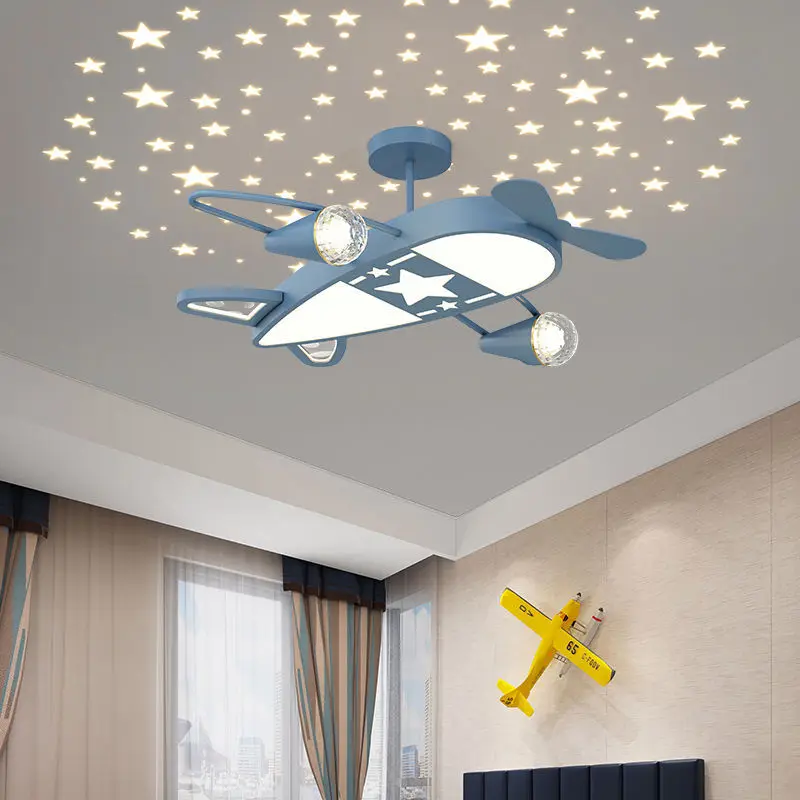 Starry Sky Projection Airplane Light Children\'s Room Ceiling Lights Nordic Creative Little Girl  Boy Room Decor Ceiling Lamps