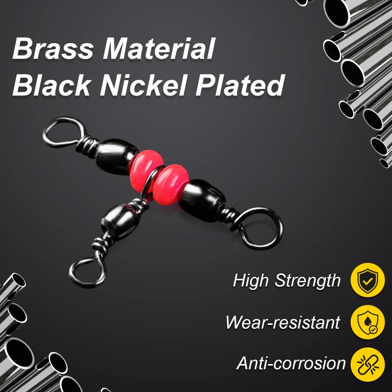 100pcs/Set Fishing Connector Three Way Barrel Swivel Snap Ring With Beads For Fishhook Lure Line Fishing Accessories image 5