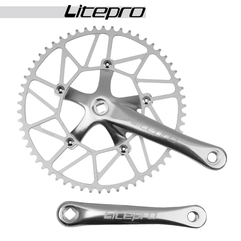 Litepro 130BCD Folding Bicycle 5 Bolts Crankset 170mm 5 Holes Sprocket 48/50/52/54/56/58T Chainring for BMX/Road Bike Crank