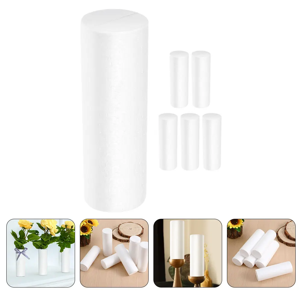 

6pcs White Cylinder Shape Polystyrene Foam Modelling Cylinder Pillar Ornaments DIY Craft Christmas Decoration 12.5cm 20cm