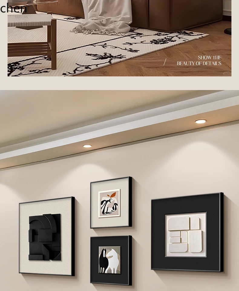 QZT Living Room Decorative Painting Abstract Three-Dimensional Sofa Background Wall Hanging Art Combination Mural